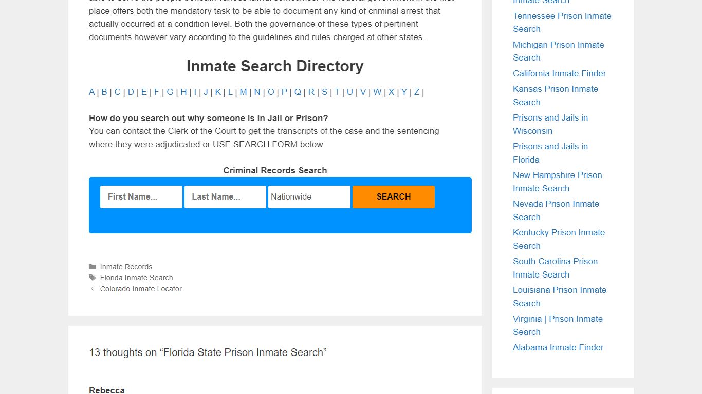 Florida State Prison Inmate Search